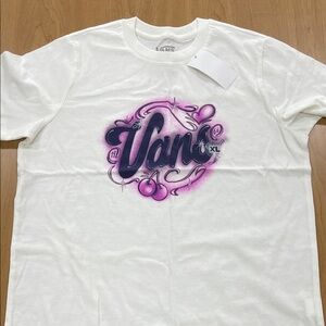 Vans White Tee with Pink & Purple Airbrush Logo